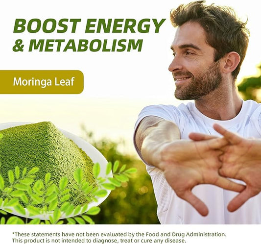 Matcha Powder – Superfood Blend with Moringa & Green Tea & Resveratrol, Energy & Focus Support, Immune & Antioxidant Defense, Vegan, Gluten-Free, 8oz