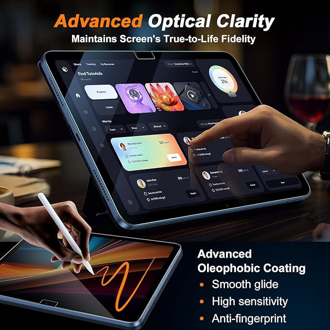 SIBEITU 2 Pack for iPad A16 11th/10th Generation (11/10.9 Inch 2025/2022) Screen Protector, 9H Hardness Shatterproof Tempered Glass with Easy Application kit, Support Apple Pencil, Touch Sensitive