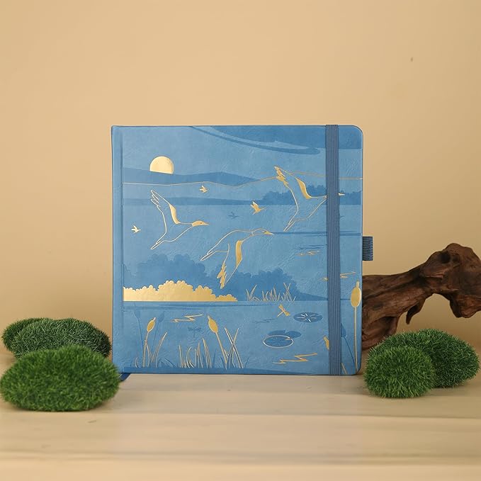 TIEFOSSI Dotted Journal Notebook, Dot Grid Notebook for Women Men, Hardcover PU Leather Journal, 160 GSM Thick Paper, 160 Numbered Pages with Gold Edges, 8 x 8 Square Diary