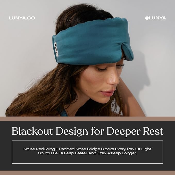 Silk Sleep Mask for Women - Mulberry Silk Eye Mask for Sleeping - Breathable, Washable, Light-Blocking – Piquant Teal, L