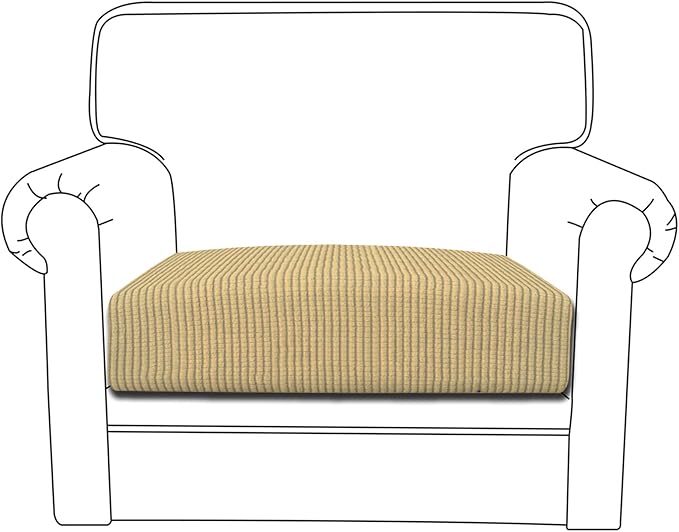 Easy-Going Stretch Chair Cushion Cover Sofa Cushion Furniture Protector Sofa Seat Sofa Slipcover Sofa Cover Soft Flexibility with Elastic Bottom(Chair Cushion, Beige)