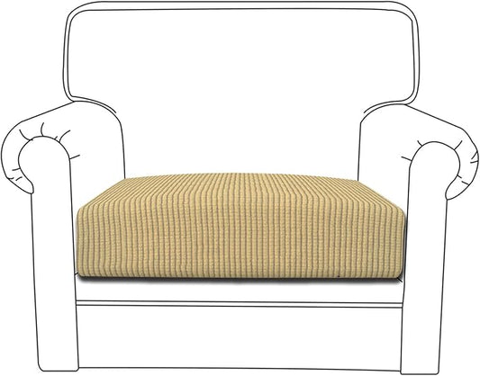 Easy-Going Stretch Chair Cushion Cover Sofa Cushion Furniture Protector Sofa Seat Sofa Slipcover Sofa Cover Soft Flexibility with Elastic Bottom(Chair Cushion, Beige)