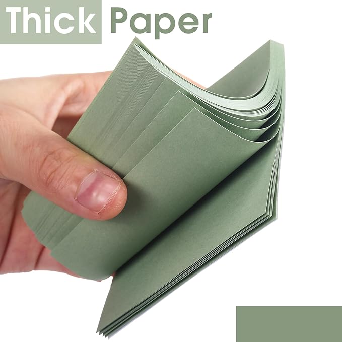Thenshop 12 Pads Sage Green Sticky Notes 3''x3'', Self Stick Notes Pads Sage Green Office Supplies, Vintage Aesthetic School Accessories 50 Sheets/pad