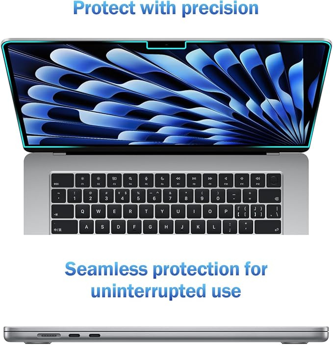 F FORITO 2-Pack Anti Blue Light Matte Screen Protector Compatible with MacBook Air 15.3 inch (2023-2025, M2, M3, M4), Eye Protection Blue Light Blocking Anti Glare Computer Screen Cover