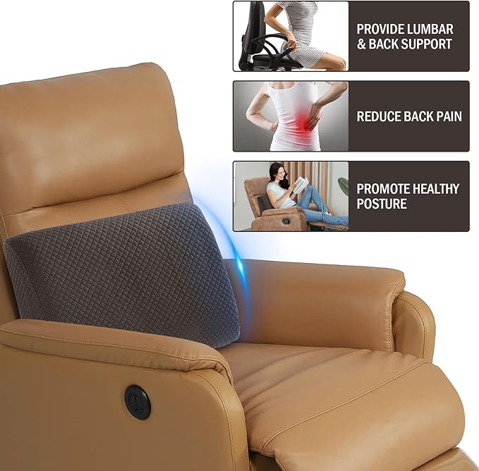 HOMBYS Lumbar Support Pillow for Recliner Chair, Memory Foam Back Support Cushion for Elderly,Extra Large Lumbar Support Pillow,Thick Backrest for Home Reading (Dark Coffee, 20“x13.5"x5")