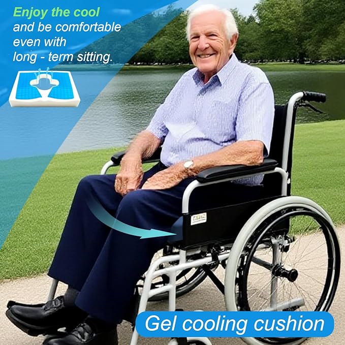 Gel Wheelchair Seat Cushion,Bed Sore Cushions for Butt,Relieve Sciatica,Back,Coccyx,Pressure Sore and Ulcer Pain Relief,Ergonomic Office Chair Cushion, Anti-Slip Cover Removable&Washable (Gray)
