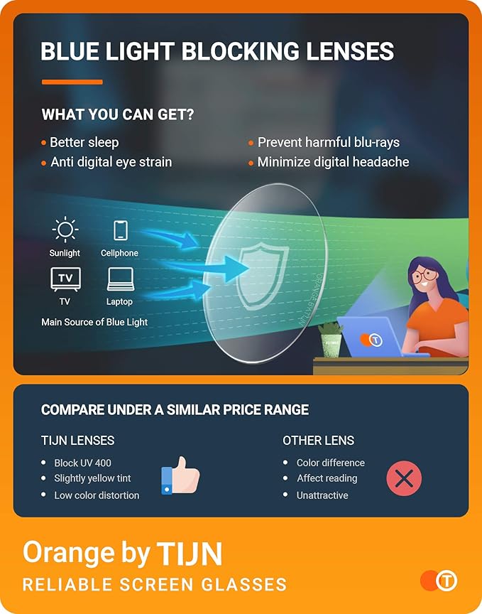 TIJN Gaming Glasses Blue Light Blocking Glasses for Women Men Nerd Eyeglasses Screen Fatigue Anti UV Glare (Transparent(Gaming Glasses))