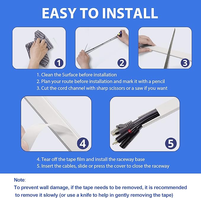 102in TV Wall Cord Hider, Cord Covers for Wall Mounted TV, Paintable TV Cable Hider Wall Kit, PVC Wire Hiders for TV on Wall, Cable Cover Wall Wire Cover, Cable Raceway White, 6X L17in W0.95 H0.59in