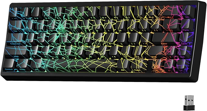 HITIME x XVX M67 60% Percent Keyboard Wireless, QMK/VIA Black Spider Web Gaming Keyboard, Tri-Mode Thocky Creamy Mechanical Key Board, Hot Swappable Gasket Mount RGB IMD Tech for Win/Mac