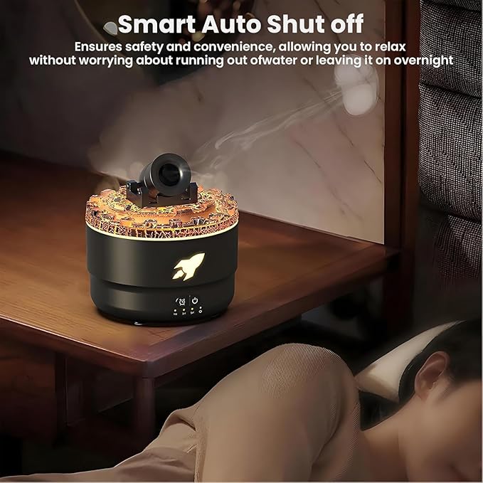 Cannon Blast Aroma Humidifiers, 7 Color LED Volcanic Humidifiers Diffuser, 2 Mode Creative Turret Cool Mist Air Aromatherapy Humidifier, Gifts for Boys Girls Bedroom (Black)