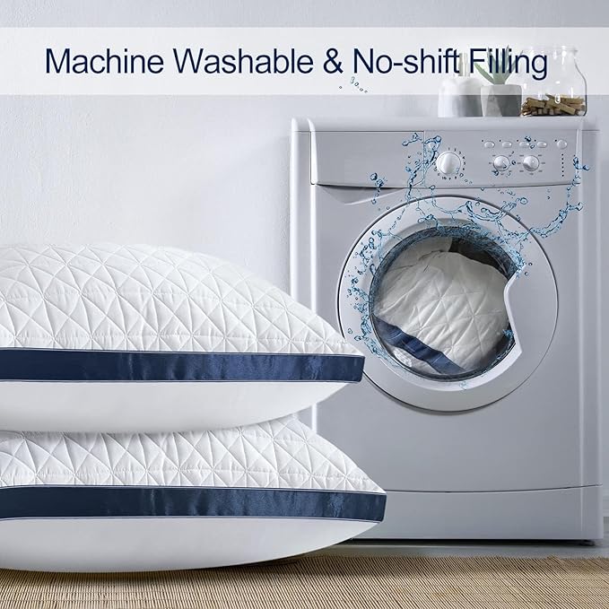 King Size Pillows Set of 4 - Cooling Hotel Luxury Bed Pillows for Sleeping 4 Pack, Supportive Breathable Down Alternative Gusseted Pillow for Side Stomach or Back Sleepers