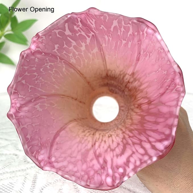 Bieye LS20 Lily Flower Blown Glass Lampshade (Orange Pink, Opening I.D. 1.26" x O.D. 1.5")