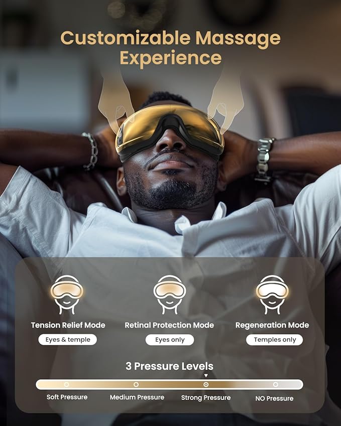 RENPHO Eyeris 3 Eye Massager with Heat and Cooling, Voice Control Eye Massager Mask for Migraines, Music Eye Care Device with DIY Massage Setting, Birthday Gifts for Women/Men