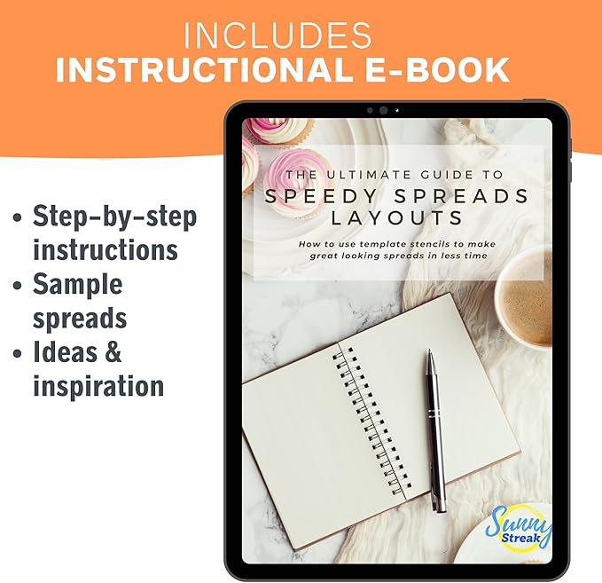 Weekly Planner Layout Journaling Supplies Kit (32 pcs) - 18 Weekly Layout A5 Planner Stencils and 14 Sheets Colorful Planner Stickers, Planner Accessories Compatible with A5 Bullet Journals