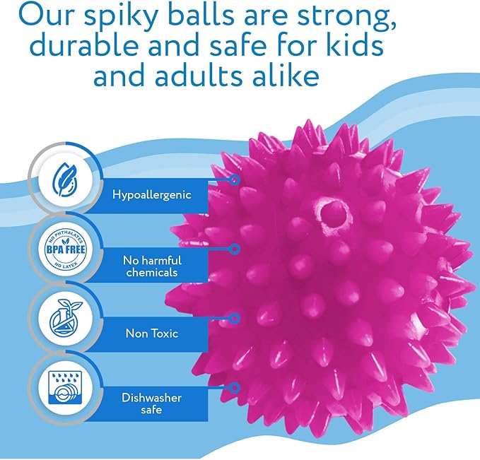 IMPRESA Spiky Balls for Kids & Adults - 5 Pack of Multicolor Fidget Toys - Squeeze Balls for Kids and Adults with ADHD and Autism, BPA, Phthalate, and Latex-Free