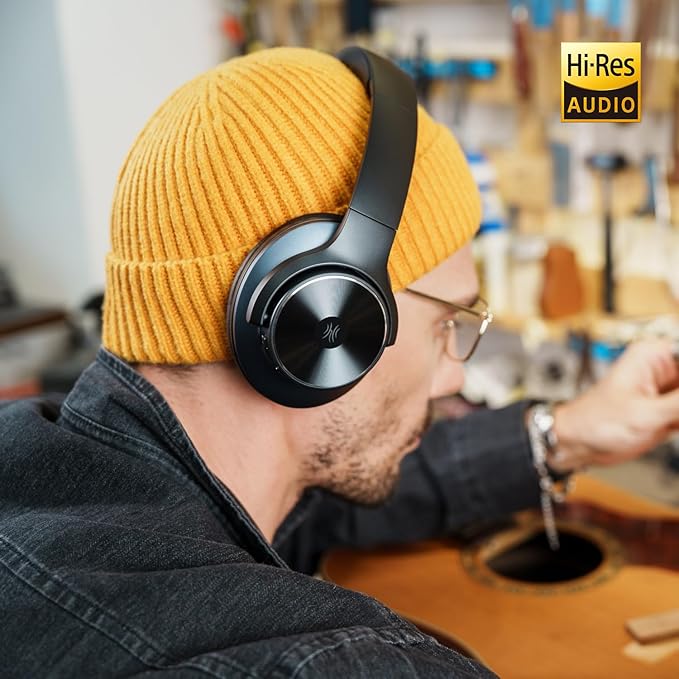 OneOdio A10 Hybrid Active Noise Cancelling Headphones, Hi-Res Audio, 50H Playtime with Speed Charge, Travel Case, Wireless/Wired, Built-in Mic, Bluetooth Over Ear Headphones for Work Travel
