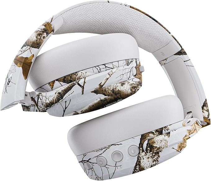Skullcandy Crusher ANC 2 Wireless Over-Ear Bluetooth Headphones with Multi-Sensory Bass, Active Noise Cancelling, Up to 60 Hours Battery, Microphone for iPhone Android - Realtree Edge Colors White