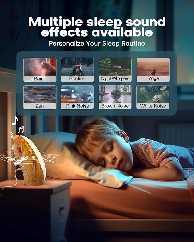 Dekala Sunrise Alarm Clock for Heavy Sleepers, Wood Grain Wake up Light Sunset Simulation, 7 Nature Sounds, Dual Alarms, Colorful Ambient Lamp, FM Radio, Snooze, Sleep Aid for Kids & Adults Bedroom