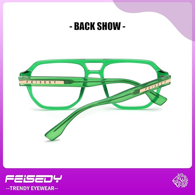 FEISEDY Aviator Blue Light Glasses for Men Women, Retro 70s Style Design Anti Glare Digital Eyestrain & Daily Wear B0284