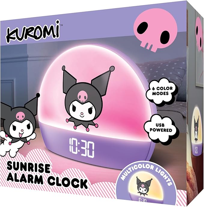 Hello Kitty Sunrise Alarm Clock - Multicolor Lights, USB Charging, LED Display, and Snooze Function