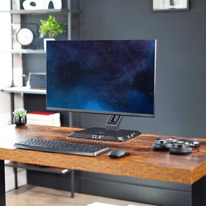 VIVO Premium Single 17 to 32 inch VESA Monitor and Touch Screen Desk Stand with Rotating Base, Freestanding Pneumatic Height Adjustable Arm, 12 inch Maximum Screen Height, Black, STAND-V001R