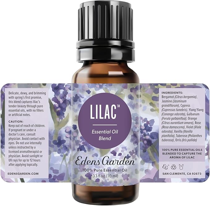 Edens Garden Lilac Essential Oil Blend – 100% Pure Premium Grade, Synthetic-Free Freshie Scent Alternative, Undiluted, for Soap Making, Diffuser & Humidifiers, Floral Aromatherapy 10 ml (.33 fl oz)