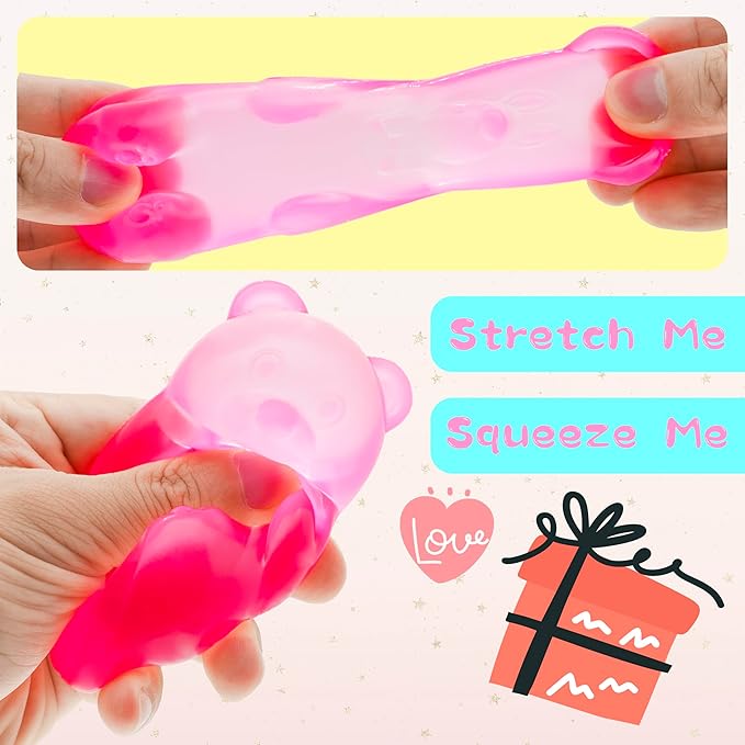 2 Packs Gummy Bear Toys, Stress Bear Squishy Ball, Sugar Filled Squishy Toys, High Density Squeeze Balls for Students Calming - Ultra-Soft Decompression Venting Toys