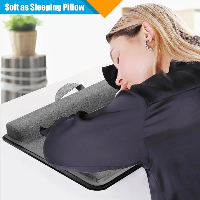 Adjustable Angle Laptop Tray with Leather Wrist Pad - Wooden Lap Desk with Cushion, Laptops Table for Couch,Bed, Fits Laptops Up to 17 Inches, Lap Laptop Desk with Mouse Pad, Brown