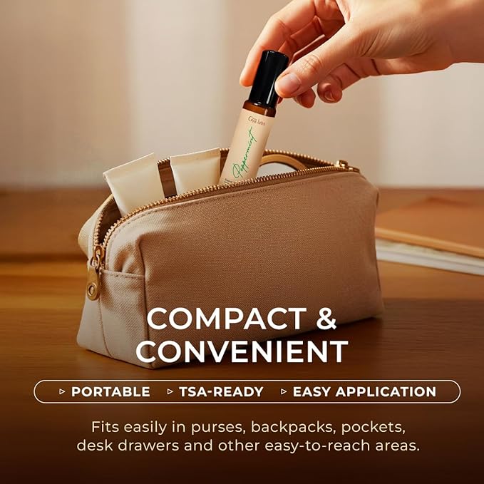 Gya Labs Peppermint Essential Oil Roll On - Natural Queasiness Soother for Pregnant Women, 100% Pure Natural Peppermint Oil Roller for Motion Relief, Head Cooling, Pregnancy Must Haves (0.34 Fl Oz)