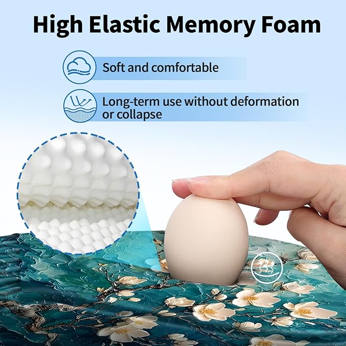 Ergonomic Mouse Pad with Wrist Rest Support, Mousepad with Comfortable Memory Foam Wrist Rest and Non-Slip PU Base for Pain Relief, Computer, Laptop, Office, Home (Plum Plossom)