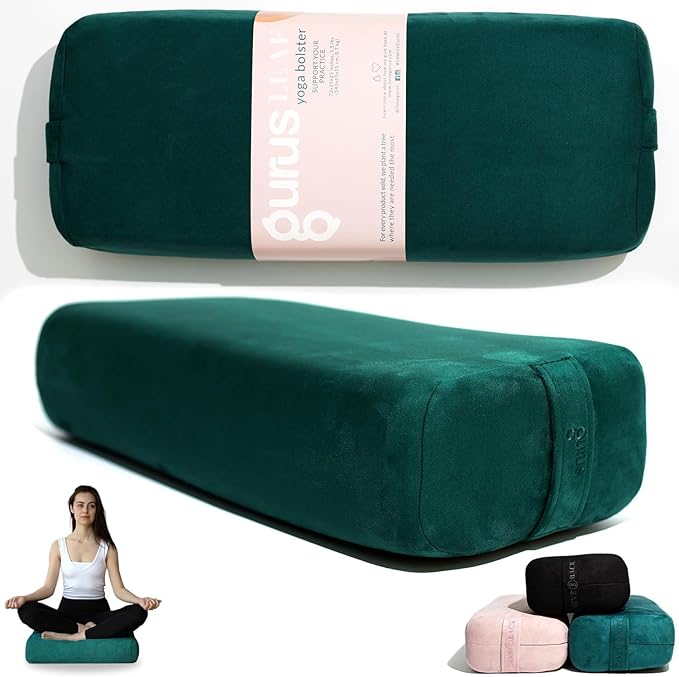 Gurus Super Soft & Firm Yoga Bolster Pillow - Lightweight, Easy to Carry with Handles - Rectangular, Machine Washable Cover