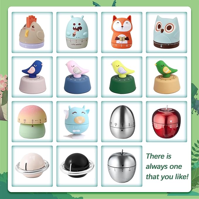 Mechanical Kitchen Timer, Cute Wind Up 60-Minute Manual Countdown for Kids, Classroom, Home, Study and Cooking