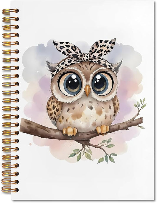 Owl Gifts Spiral Notebook 5.5x8.3, Owl Themed Gifts for Lovers Women Journal Notebooks for Note Taking, Cute Journal for Women