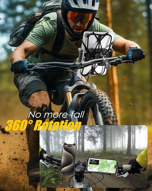 Motorcycle Phone Tablet Mount for 3/4"-11/4" Handlebar, Dual Protection Bike Tablet Holder Fits 4-11" Devices, Bicycle Scooter Handlebar Clamp for iPad Pro/Air/Mini, Galaxy Tab Z Fold