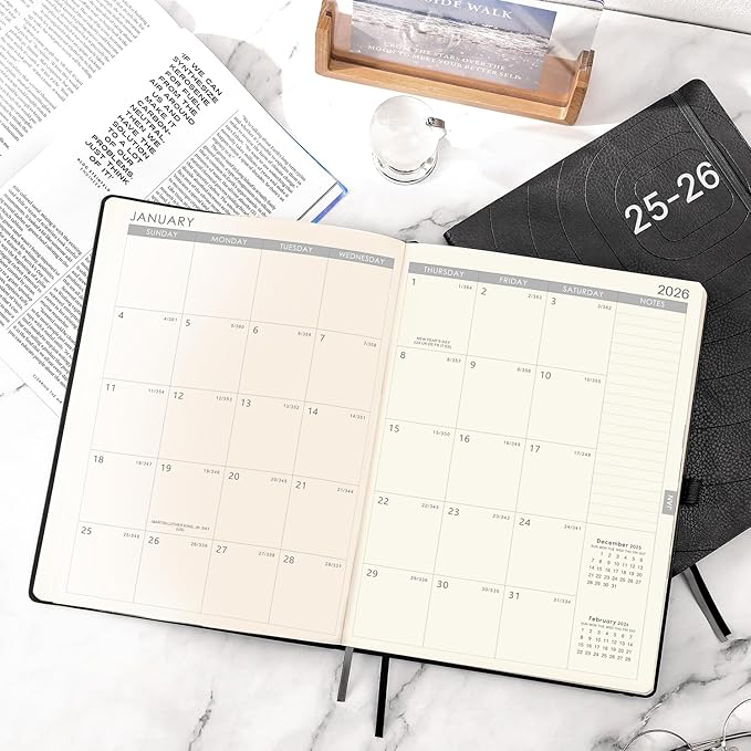 2025-2026 Planner-Weekly & Monthly Planner 2025-2026 with Pen Loop, to Achieve Your Goals & Improve Productivity, July 2025 - June 2026, Thick Paper, Inner Pocket, 8.5" x 11" - Grey