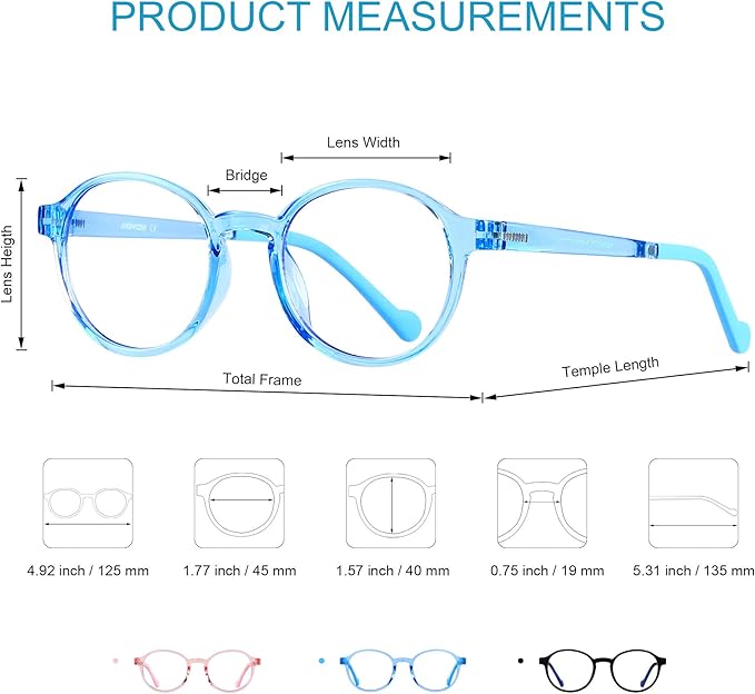 ANDWOOD Blue Light Glasses Kids Girls Boys Computer Gaming Anti Blue Ray Polarized sunglasses Age3-12