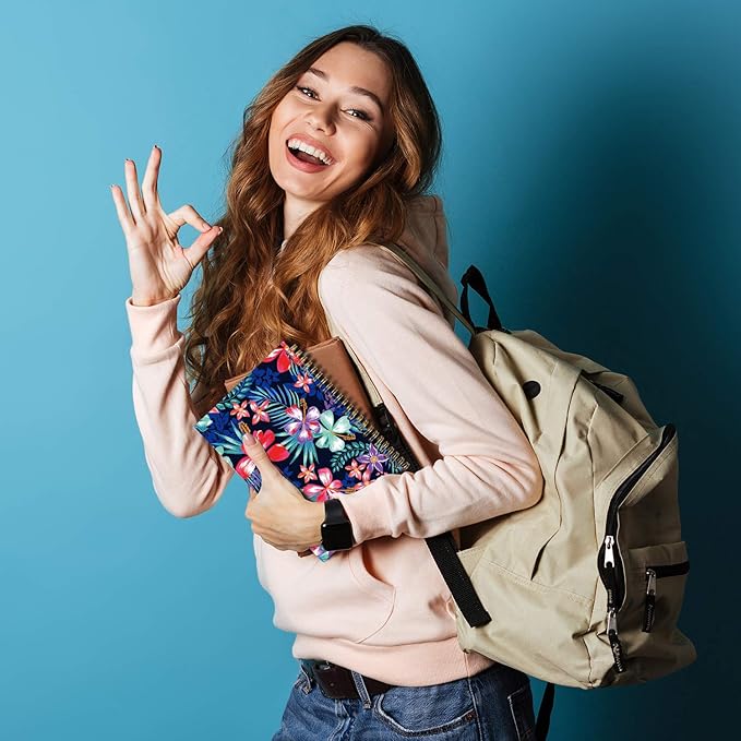 Dot Grid Notebook Spiral, Flower A5 Dotted Bullet Grid Journals Bulk, 100GSM Thick Paper Travel Journal Set, Hard Cover, Wirebound Diary Planner, 75 Sheets per Book, 5.7x8.3 inch, 3 Pack