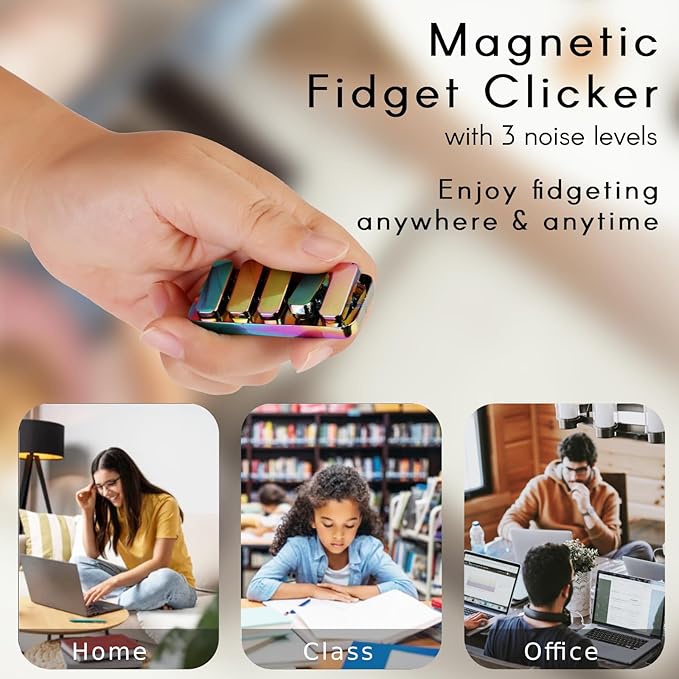 Fidget Toys for Adults - Creative Magnetic Haptic Fidget Clicker with 3 Noise Levels Loud-Quiet EDC Fidgette Toys Adults Office Class Fidget Toys Relief Stress and Anxiety ADHD Approved (Rainbow)