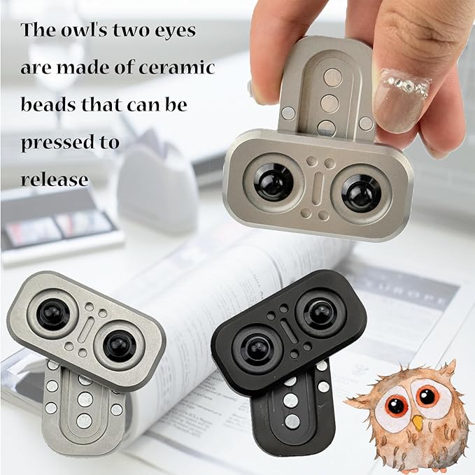 Owl Fidget Slider, Metal Fidget Slider, Fidget Toy, Figette Toys Adults, EDC Fidget Slider, Fidget Spinner, Pressable and Rotatable Slider