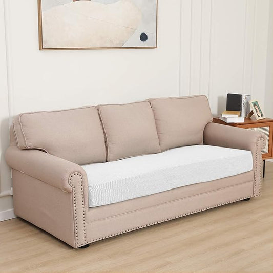Easy-Going Stretch Cushion Cover Sofa Cushion Furniture Protector Sofa Seat Sofa slipcover Sofa Cover Soft Flexibility with Elastic Bottom(Oversized Sofa Cushion, Snow White)