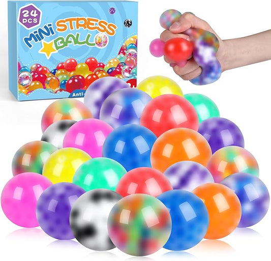 24Pack Stress Balls, Squishy Ball, Squishy Squeeze Balls Bulk Fidget for Adults, Stress Relief Balls, Party Favors, Birthday Gift, Goodie Bag Stuffers