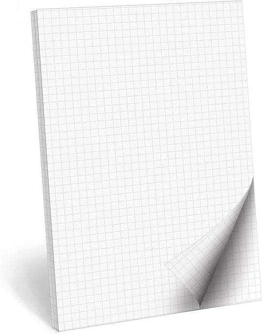 321Done Double Sided Graph Paper Notepad, 0.20 Grid, 5.5x8.5, Made in The USA, Quad Ruled Pad for Writing, Drawing, Sketching, Journaling, Planning (50 Sheets) Thick Paper, Squares on Both Sides