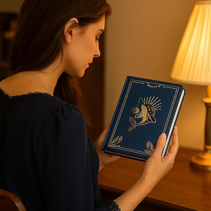 Dot Grid Journal with 160GSM Thick Paper, 192 Pages, A5 Dotted Notebook for Work, School, Travel | 180° Lay Flat, Foil Stamped Cover, Elastic Band, 2 Bookmarks & Inner Pocket,Dark Blue