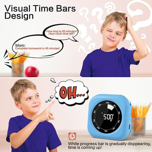Visual Timer for Kids Rechargeable, 10-Hour Digital Timer ，Magnetic Timer with Visual Time Bars Design，3 Brightness/3 Volume Adjustable, Countdown/up Timers for Classroom Study Game GYM Kitchen Office