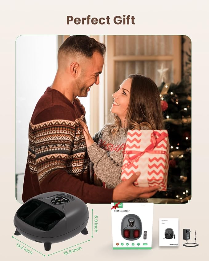 Shiatsu Foot Massager Machine with Heat,Feet Massager for Plantar Fasciitis Neuropathy, Soles & Instep Heating, Remote Control, Up to Men Size 14, Gift for Mom Dad