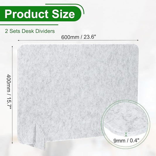 PATIKIL Desk Divider, 2 Set 24 x 16 Inch Acoustic Freestanding Desk Divider Desk Privacy Panel with 4 Pcs Support Feet for Library Office Workstation, Light Grey