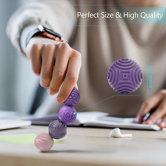 Silicone Magnetic Balls Fidget Toys for Adults & Teens,4PCS Stress Relief Sensory Toys for Autism ADHD Anxiety,Fun Textures Gadgets,Office Desk Toy,Stocking Stuffer for Men Women Teen Gift