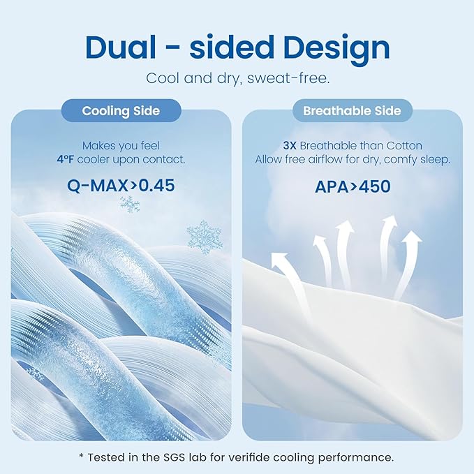 Cozy Bliss Cooling Comforter Queen Size Dual-Sided, Ultra-Soft Cooling Blankets for Hot Sleepers and Night Sweats, Breathable Lightweight Silky Smooth, Cool Blue