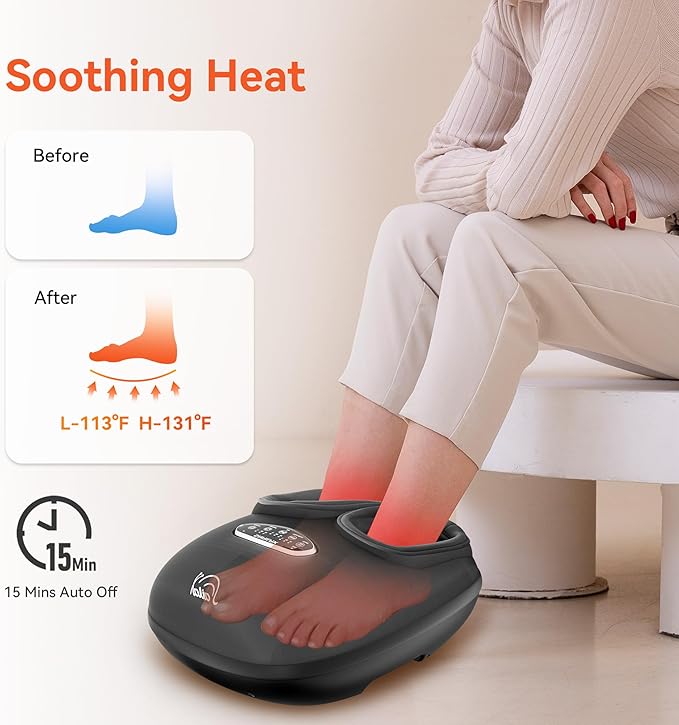 Snailax Shiatsu Foot Massager with Heat, Deep Kneading, Compression, Vibration, Feet Massager Machine for Plantar Fasciitis, Neuropathy, Foot Warmer Under Desk, Size 13, Gifts for Men, Women