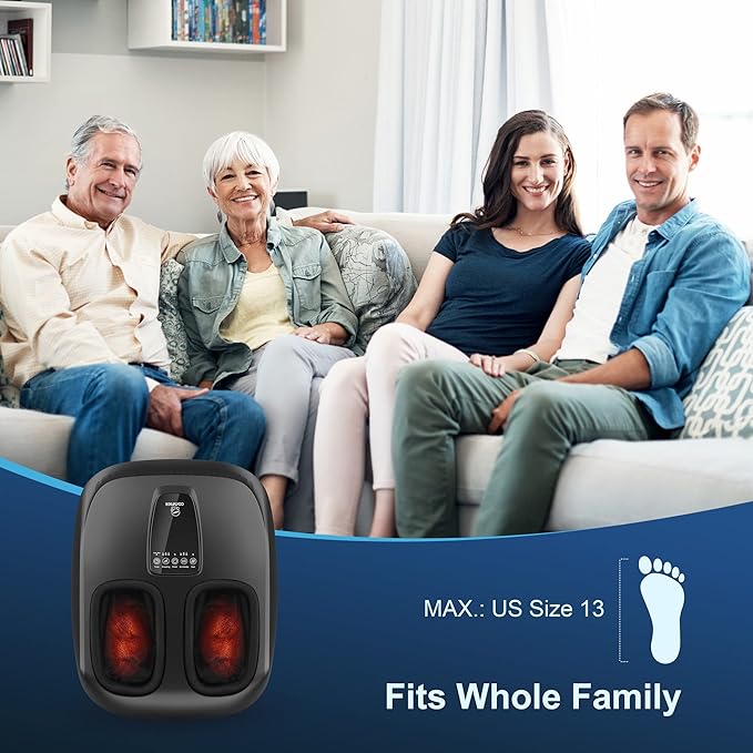 COMFIER Foot Massager with Heat,Rolling Compression Shiatu Feet Massage,Gifts for Men,Wen, Machine for Circulation,Neuropathy Pain,Plantar Fasciitis,Fits Foot Size up to 13”